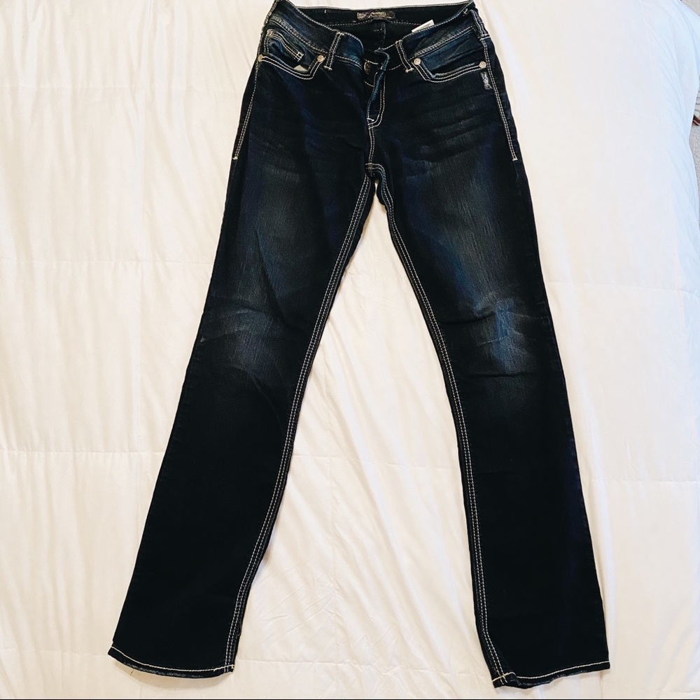✨👖SUKI MIDI SLIM BOOT SILVER JEANS👖✨
